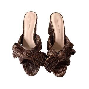 Loeffler Randall NEW Penny Pleated Bow Heels Mocha Size 10 Luxury Formal